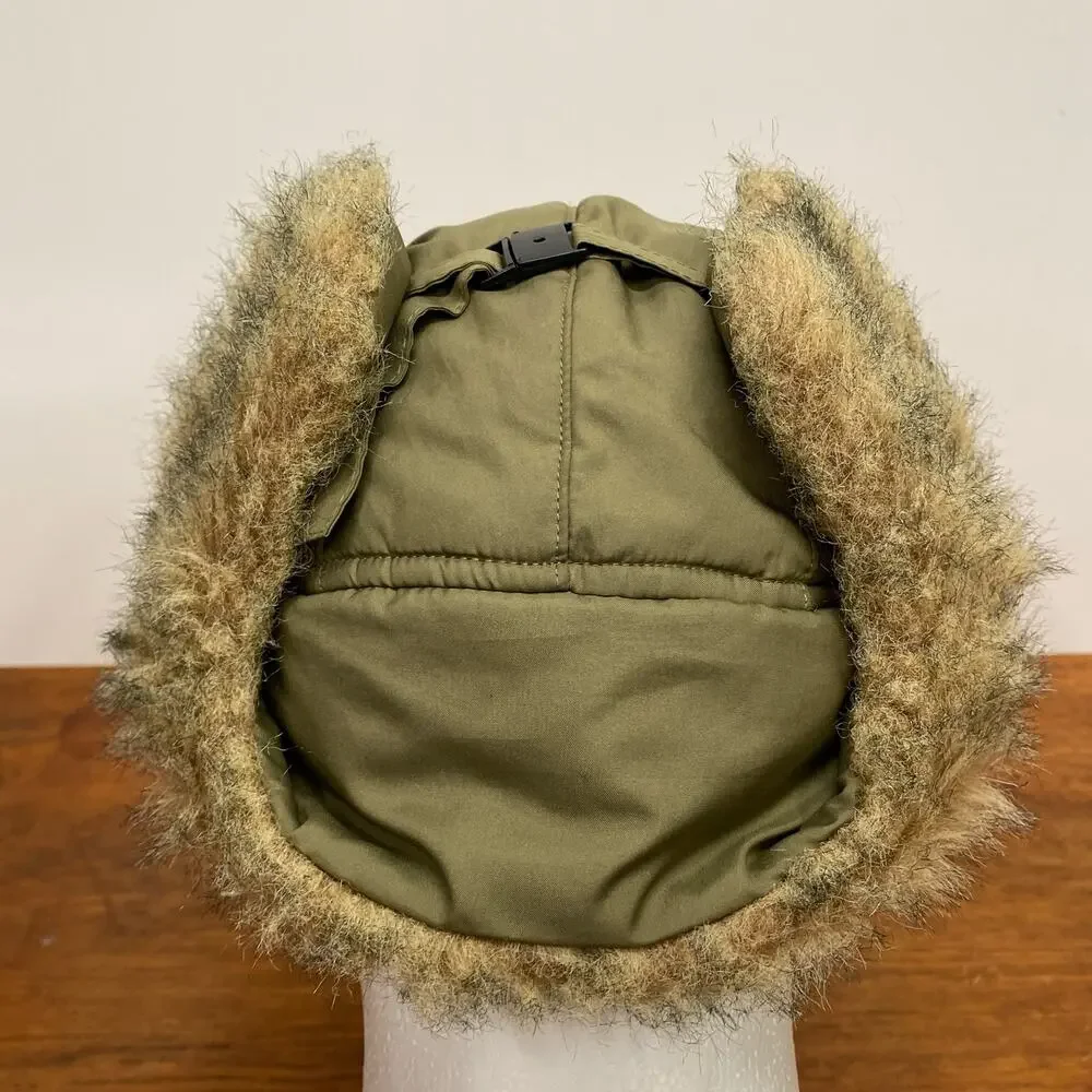 GAP Quilt Lined Tan Trapper Hat Faux Fur Accent Ear‎ Flaps Fudd Cap Unisex S / M
